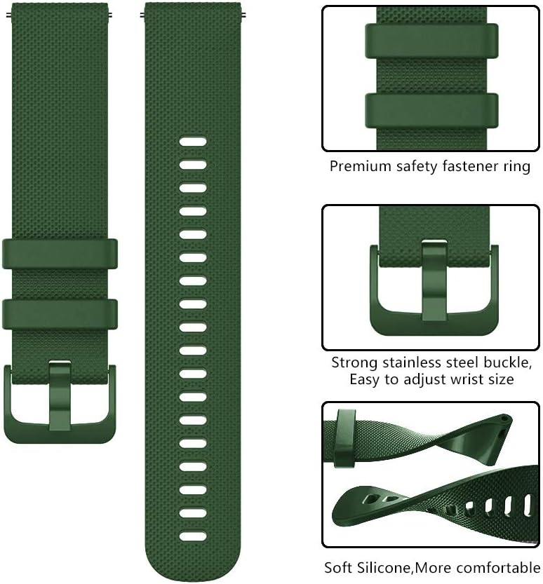 ISABAKE 20mm Watch Strap for Garmin Vivoactive 6/5/3/Forerunner 55/165/245/645, Silicone Replacement Band for Women Men - Image 4