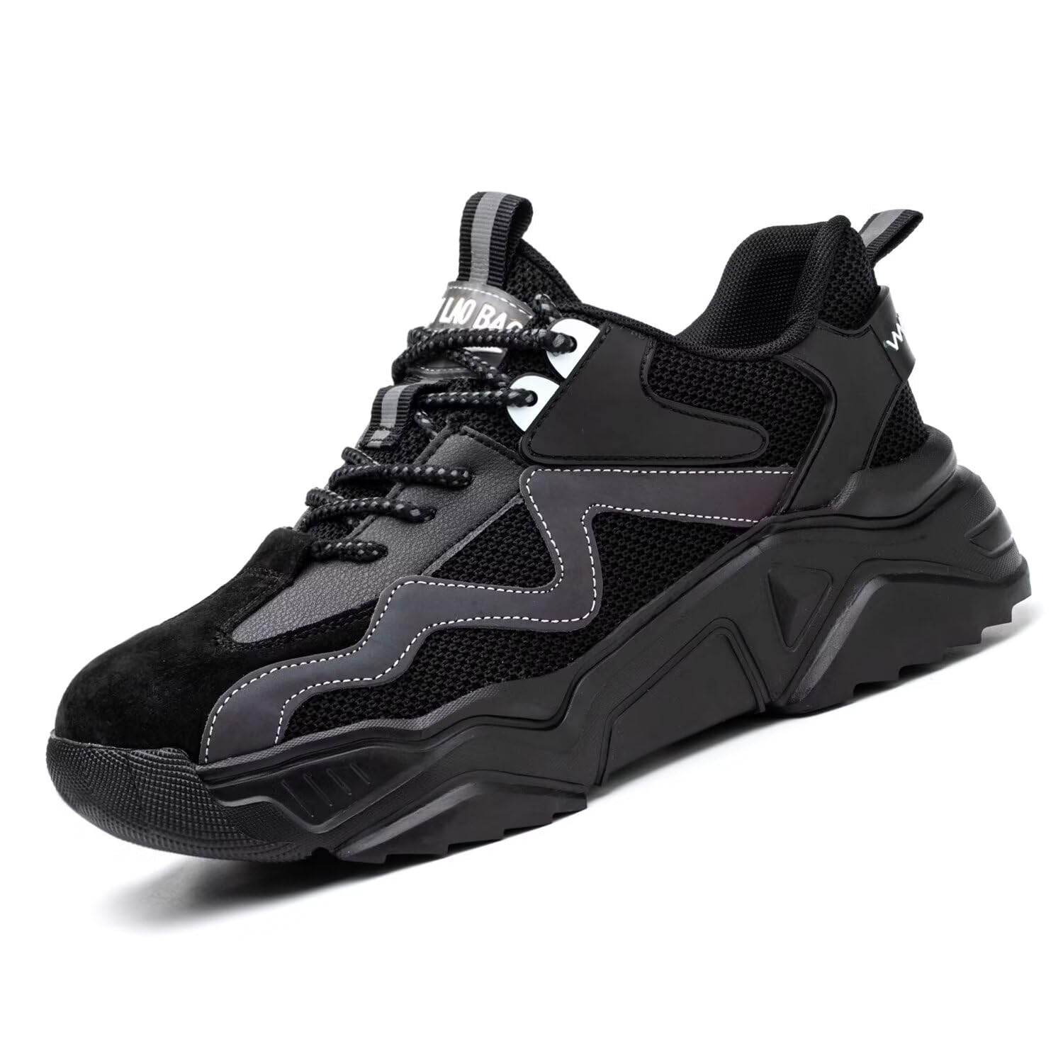 Photo 1 of Ruivina Steel Toe Shoes for Women Safety Shoes Wide fit Indestructible Work Sneakers Men Lightweight Slip on Resistant Breathable Puncture Proof Composite Toe Shoe Black 40