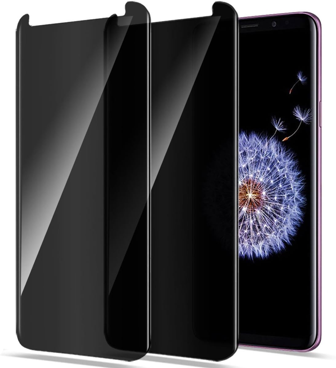 Compatible for Samsung Galaxy S8 Plus/S9 Plus Tempered Glass Screen Protector Privacy Anti-Spy Case Friendly Film, Moresky 3D Curved Anti-Scratch Anti-Bubble Guard (2 pcs)