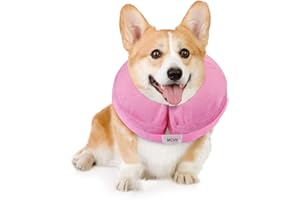 MCHY Inflatable Dog Cone,Adjustable Recovery Collar for Dogs After Surgery,Prevent from Biting & Scratching,Not Block Vision (Pink, M-Neck 10''- 14'')
