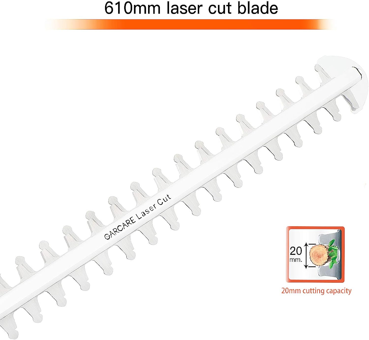 GARCARE Corded Electric Hedge Trimmer 680W Bush Tree Cutter with 61cm Blade Length, 20mm Cutting Width, Adjustable Handle - Image 4