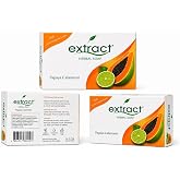 Extract Papaya Bar Soap &amp; Calamansi (Pack of 3) 125g | Dermatologist-Tested, Longer-Lasting Scent, Vitamins &amp; Antioxidants, Face &amp; Body Use, Daily Cleansing Bar