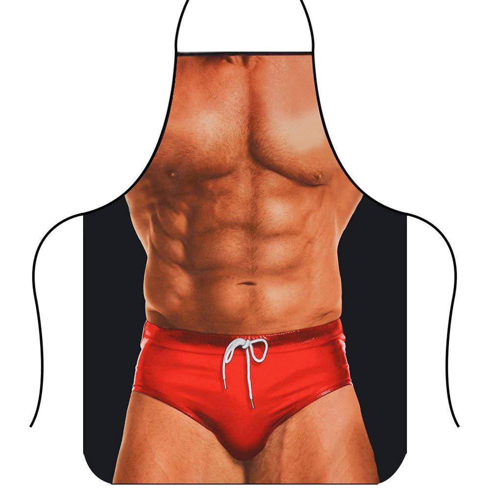 Yuknees Sexy Funny Novelty Kitchen Apron, Sexy Man Apron, Cooking BBQ Party MuscleNerd,BBQ Grilling Kitchen,For Men Women Gift