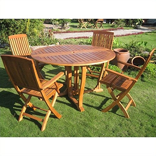 International Caravan RT-005-FA-040-4CH-IC Furniture Piece Marbella Set of 5 Round Dining Group