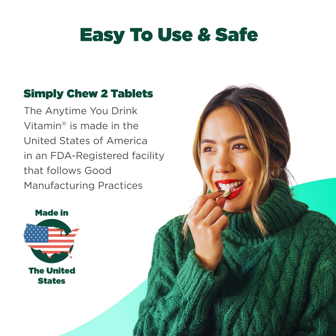 H-PROOF The Anytime You Drink Vitamin, Liver Health & Immunity Support with Electrolytes, Milk Thistle, and Vitamins B & C - 40 Chewable Tablets (20 Servings), Vegan, Black Cherry