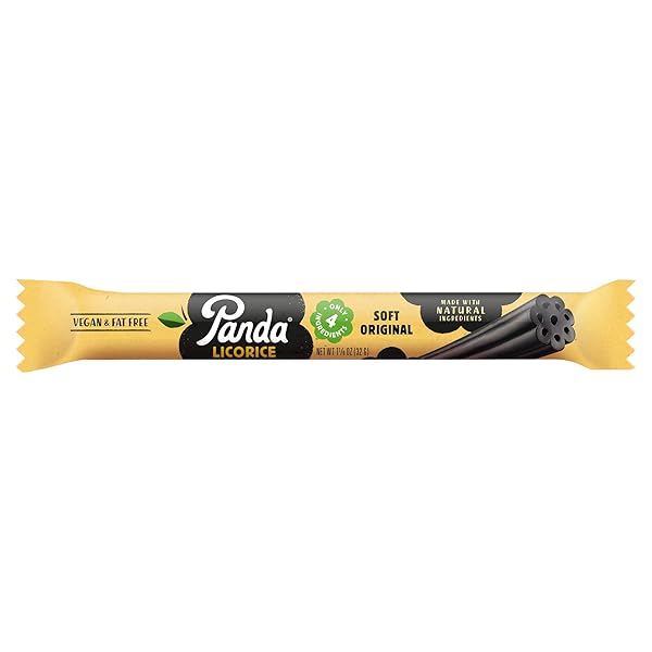 PANDA ® | NATURAL SOFT ORIGINAL LICORICE | PURE PANDA BLACK LICORICE CANDY MADE WITH ONLY FOUR NATURAL INGREDIENTS | NON-GMO PROJECT VERIFIED | VEGAN & FAT FREE | 32 GR – 1,125 OZ X 20 BARS PACK