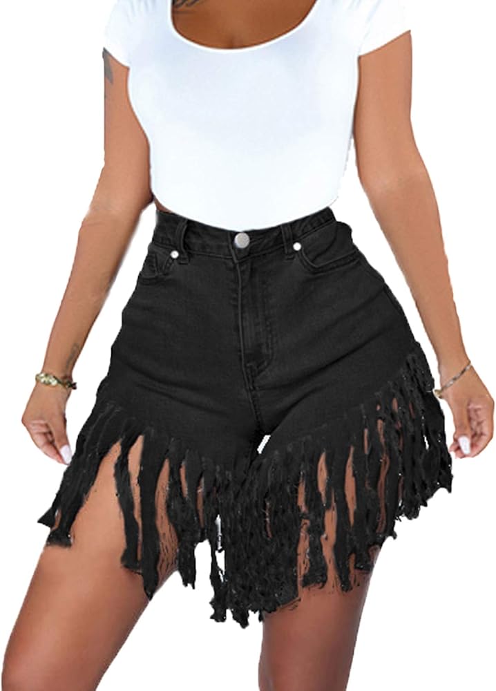 Weigou Woman Denim Shorts Loose High Waist Wide Leg Short Jeans Blue Junior Jeans Shorts Women Black S At Amazon Women S Clothing Store