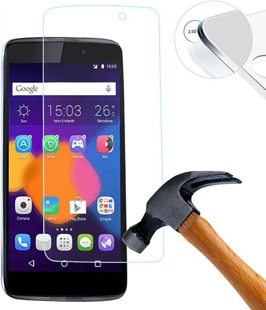 Lusee 2 x Pack Tempered Glass Screen Protector for Alcatel 6039Y Onetouch Idol 3 4.7 Inch Hardglass Display Film Protective Screenprotector (only cover the flat portion)