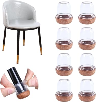 Ezprotekt Protetores de piso de silicone transparente melhorados para pernas de cadeira, tampas de silicone 13-20mm16P com feltro embrulhado, capas de perna de cadeira, protetores de pé de cadeira