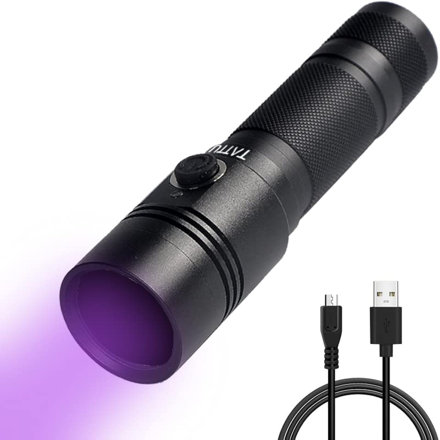 TATTU U1S UV Torch Rechargeable 365nm Black Light Flashlight with ZWB2 Filter, Blacklight 5W Ultraviolet LED Lamp with Micro USB Charging Cable
