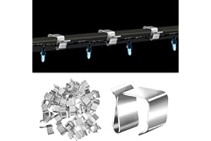 HLIMIOR 100 Pcs Metal Christmas Light Gutter Hooks， Xmas Light Gutter Hangers， Hanging Clips Outdoor Seasonal Lighting Hooks Holiday Light Clips Gutter Light Hangers Roof Hooks for Outside String Lights