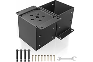 QZER 6x6 Post Base 2 Pcs, Heavy Duty Anchor With Anti-Corrosive Partition, Inner Size 5.6"x5.6", 13 Gauge Thick Solid Steel, Rust-Proof Powder-Coated Wood Fence Brackets for Support Deck, Pergola