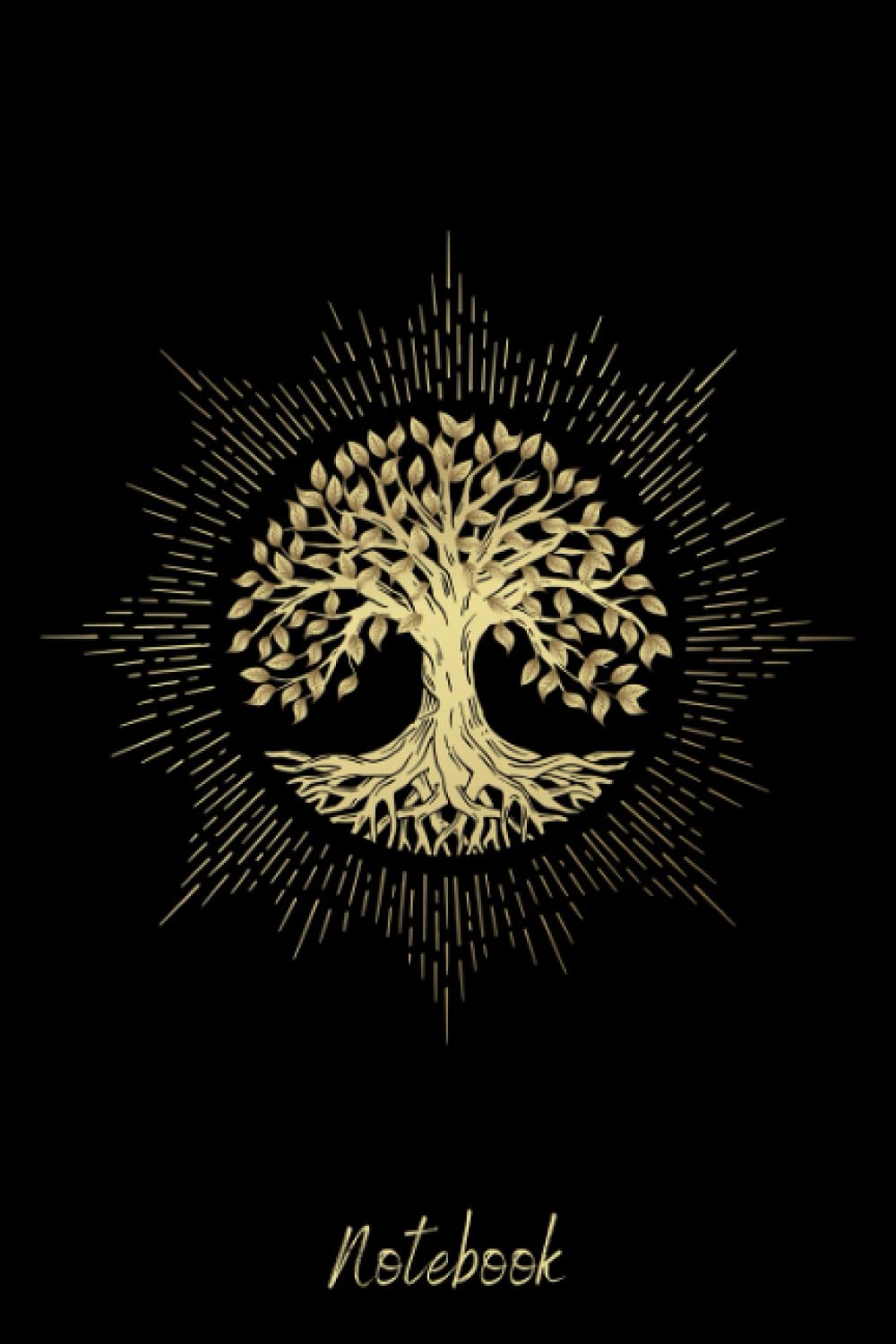 Notebook: Notebook lined - Tree of life - Luxury gold tree - Abundance - 120 pages - 6 " x 9 "