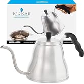 GROSCHE Marrakesh Gooseneck Pour Over Kettle Stovetop - 34 fl. oz (Silver) | Built-In Thermometer And Gooseneck Spout Support Precise Pouring For Coffee And Tea On Gas, Electric, And Induction Cooktops.
