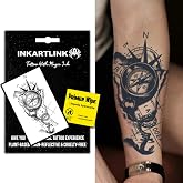 INKARTLINK Compass Temporary Tattoos, Realistic Waterproof | Semi Permanent Tattoo, Body Stickers for Women &amp; Men, Last 7-15 Days, Party Favors, Non-reflective, Exquisite Packaging