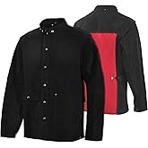 Leather Welding Jacket - Heat & Flame-Resistant Heavy Duty Split Cowhide Leather FR Work Safety Jacket