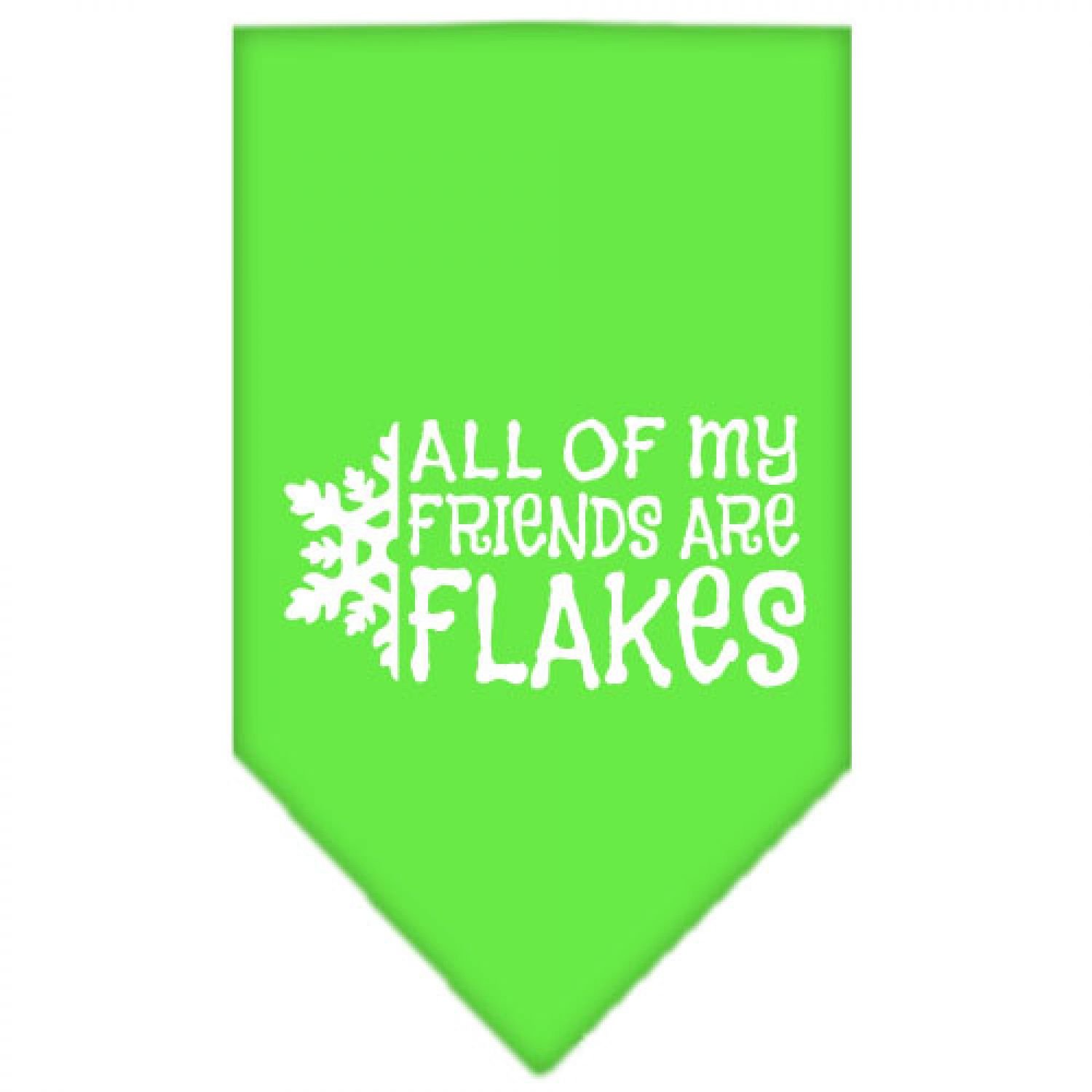 Mirage All My Friends are Flakes Screen Print Bandana for Pets, Large, Lime Green