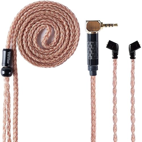 HifiHear erphone cable,Replacement Cable C16 Core 6N Single Crystal Copper Sound Quality Improvement Balanced Replacement Cable Connector Earphone for CCA A10 CA4 ZSN ZSN Pro AS16 KBEAR(C-PIN, 2.5MM)