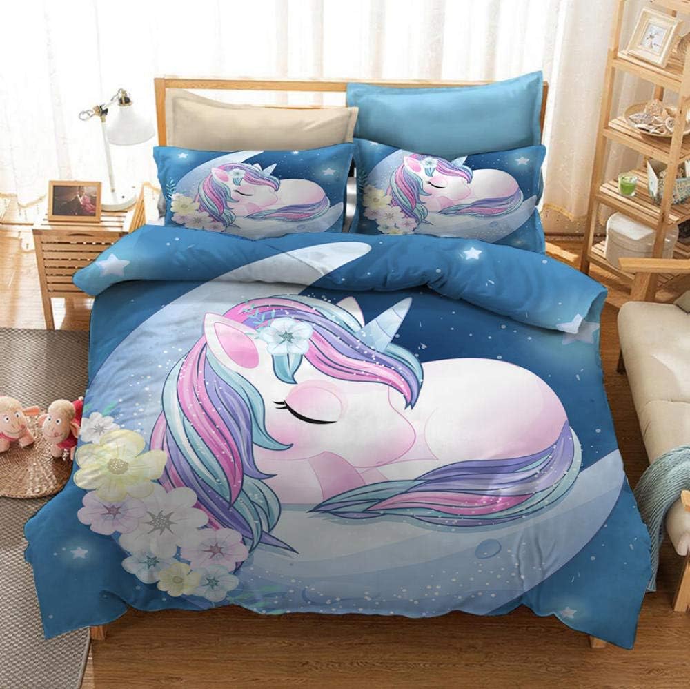 ZPYHJS Unicorn duvet cover single double bed girl duvet cover, cute