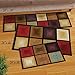Collections Etc Optic Squares Skid-Resistant and Nonslip Accent Rug with Burnished Autumn Red, Brown and Beige, Brown, 20 X 30