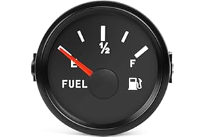 EIKLIM 0-90 Ohm Marine Fuel Gauge With LED Backlight for Boat, Car, Truck, RV - Universal Gas Tank Meter (Black)