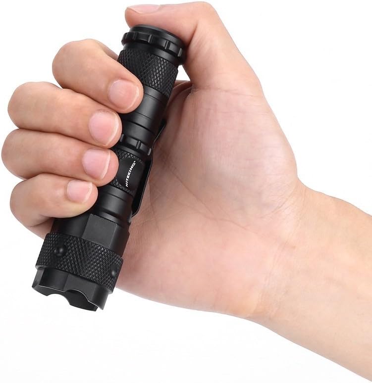 NITEKING Tactical Torch Light Small LED Flashlight XPE Q5 Mini Power Pocket Camping Emergency Sports Hunting Portable Indoor Outdoor Torch Convex Lens Spotlight Clip 3 Modes