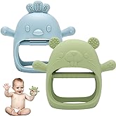 Cseece 2 Pack Teething Toys for Babies, Silicone Baby Teething Toys, Hand Teether Mitten for Baby Sucking Needs, Chew Toys fo