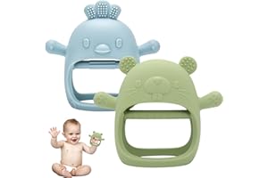 Cseece 2 Pack Teething Toys for Babies, Silicone Baby Teething Toys, Hand Teether Mitten for Baby Sucking Needs, Chew Toys fo