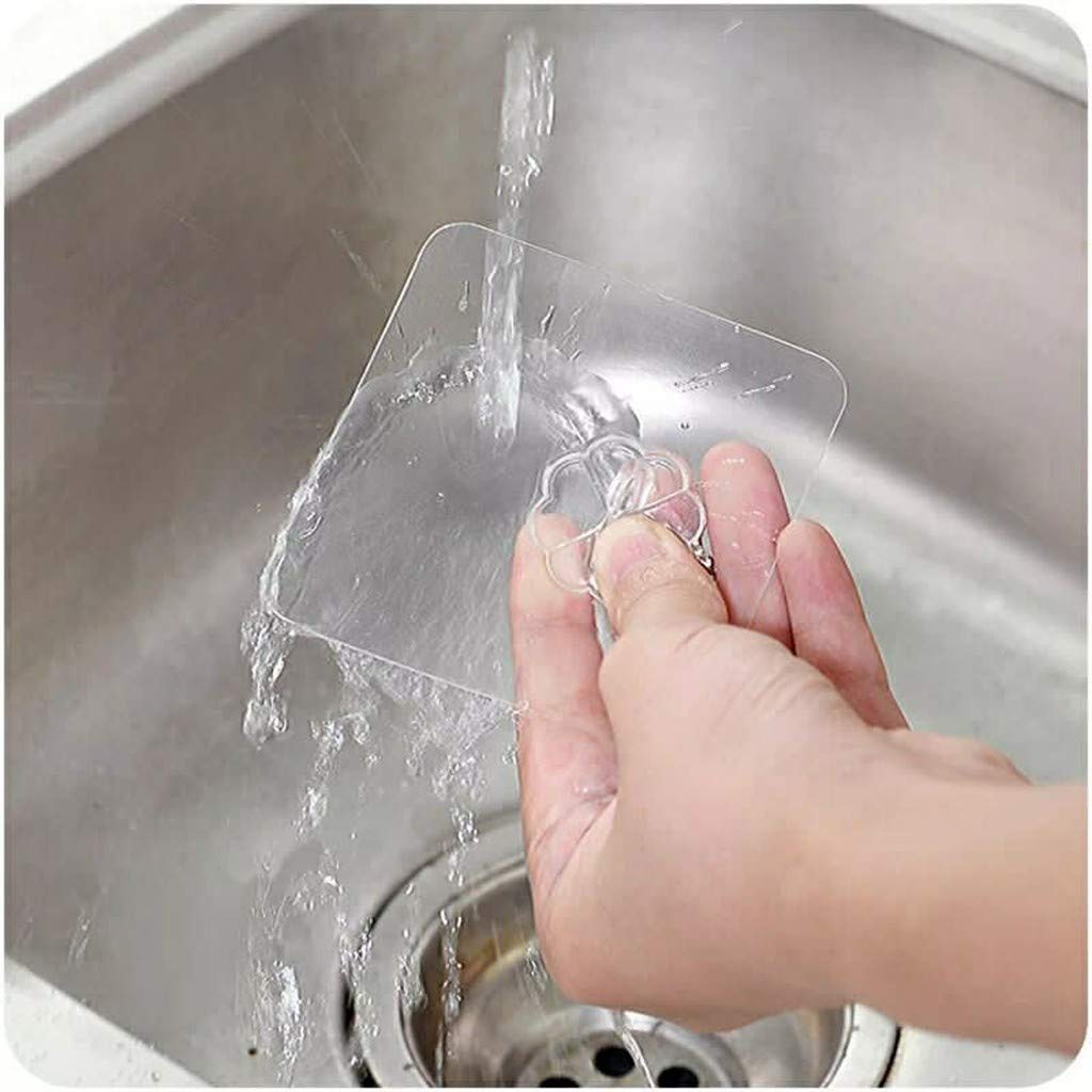 MineMine 40 Crochet adhésif réutilisable Crochets Transparents Auto-adhésifs Charge Portant 6kg Plastique Crochet Collant Fort pour Chambre Salle de Bain Cuisine Porte Murale frigo plafonnier