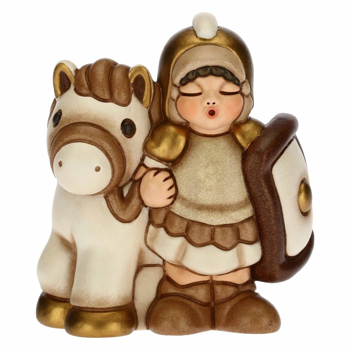 THUN - Soldier Nativity Figure with Horse - Christmas Home Decorations - Classic Nativity Line, White Variant - Ceramic - 7.5 x 5.5 x 8.5 h cm