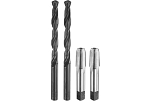 uxcell Tap and Drill Bit Set, 2pcs NPT 1/8-27 Straight Flute Thread Screw Taps & 2pcs 8.3mm Twist Drill Bits, Uncoated/Black 