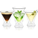 LEMONSODA Stemless Martini Cocktail Glasses Set of 2 for Margaritas, Espresso Matinis, Manhattans, Cosmopolitans, Home Bar, Birthdays, Housewarming Gift, Crystal Clear 8 OZ (wo/Ring, Set of 4)