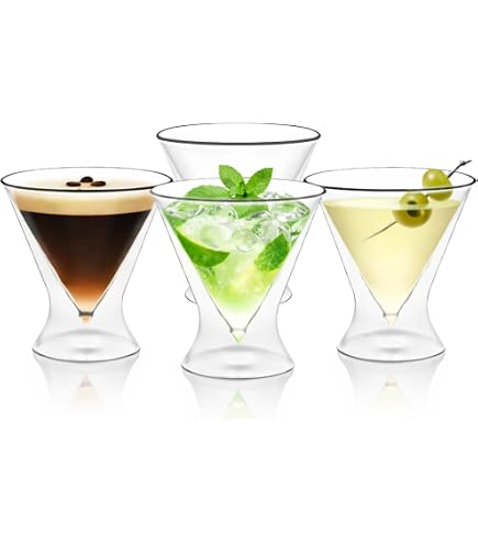 Amazon.com | LEMONSODA Stemless Martini Cocktail Glasses Set of 2