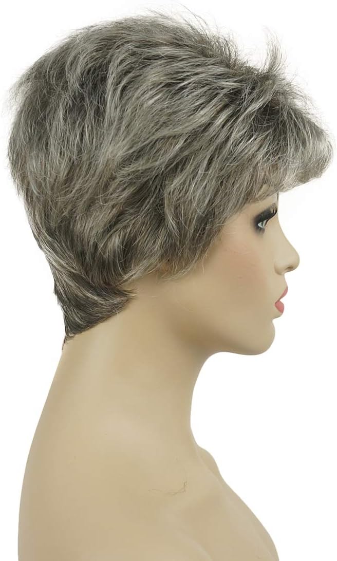 Lydell 6" Women Wigs Short Curly Hair Synthetic Full Wig AB76 Grey Ombre, #AB76 Grey Ombre, 6 Inch (Pack of 1) - Image 5