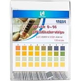 LOHAND pH Test Strips, 100 Strips, 0-14 Range Universal pH Paper | Fast &amp; Convenient, Rapid Test for Drinking Water, Food Liquid, Pool, Soil Liquid, Brewing, Urine, Saliva, Home Usage Water