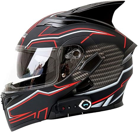 Amazon Co Jp Bluetoothの統合されたオートバイのヘルメット ライダーへのデュアルバイザーモジュラーバイクモトクロスヘルメット インターホンヘルメット 仮面ライダーアップアンチグレアフルフェイスフリップ 赤 Xxl ホーム キッチン