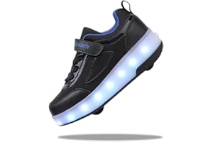 Yogeeft Kids Shoes with Wheels - 4 in 1 Light-Up Roller Shoes with USB Rechargeable LED Sneakers for School Christmas Party Gifts
