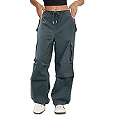 COPYLEAF Cargo Pants Women Low Waisted Parachute Pants with Pockets Loose Baggy Hiking Pants Y2K Clothes