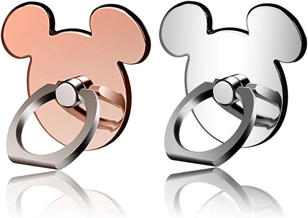 【Gift】 Cell Phone Ring Kickstand Holder Finger Loop Grip Anti Drop 360° Rotation 2 Pack for iPhone X 8 8 Plus 7 7 Plus 6S 6 iPad Samsung Galaxy S6 S7 Note LG Smartphones Tablets - RoseGold Silver