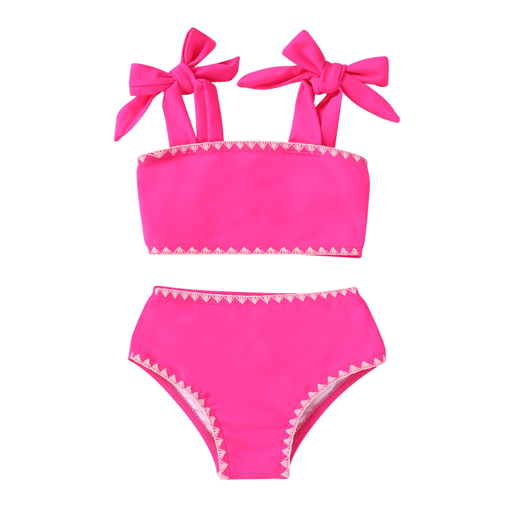 Photo 1 of YOUNGER TREE Toddler Baby Girls Swimsuit Two Piece Solid Color Stripe Swimwear Summer Beach Bikini Bathing Suit 18M-6T(Pink 3-4T)