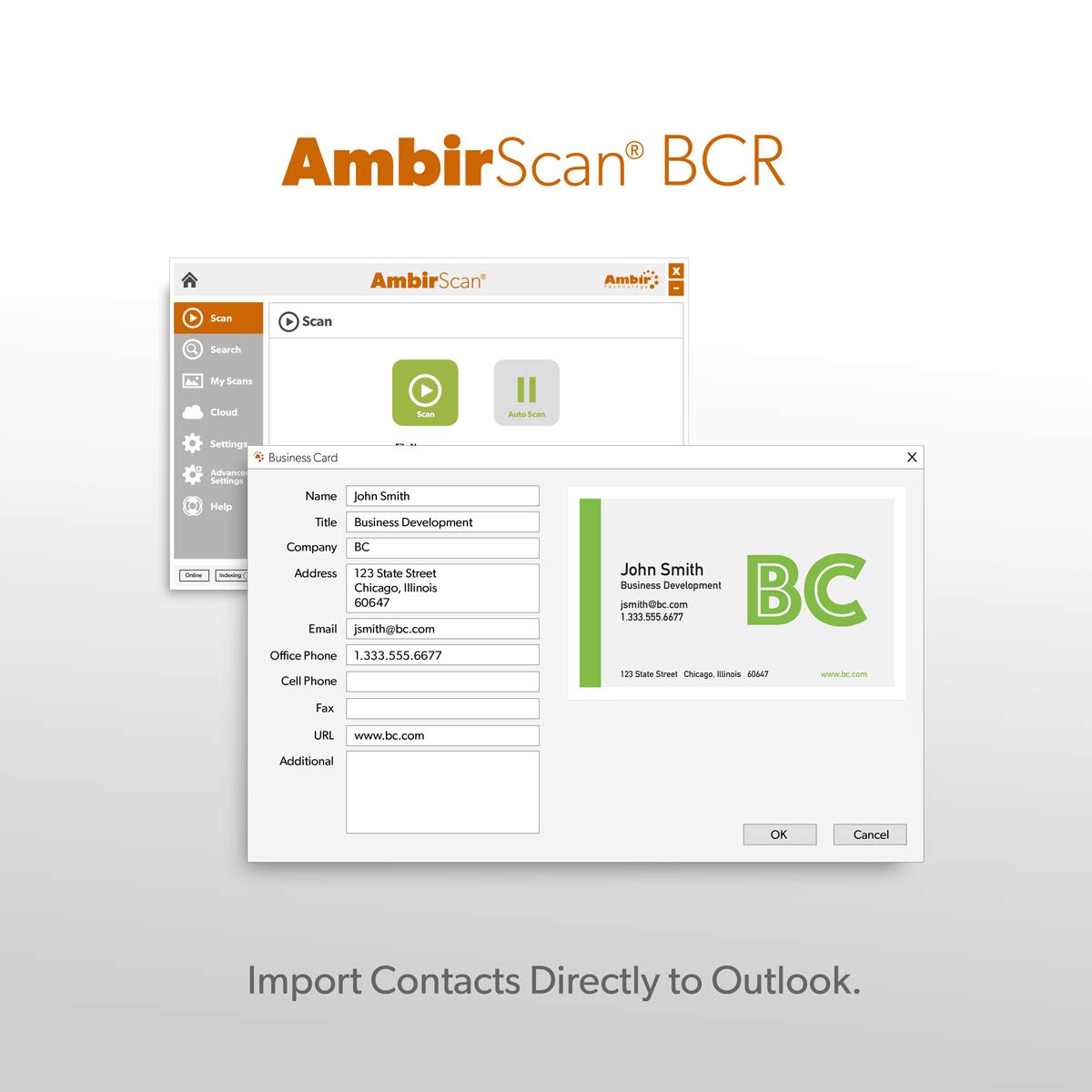 Ambir ImageScan Pro 667ix Simplex Card Scanner with AmbirScan Business Card Reader Office