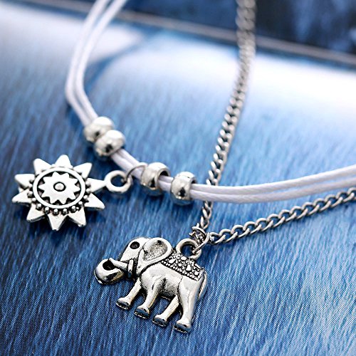 ATIMIGO Boho Beach Layered Rope Anklet Bracelet Handmade Foot Jewelry for Women Teen Girls