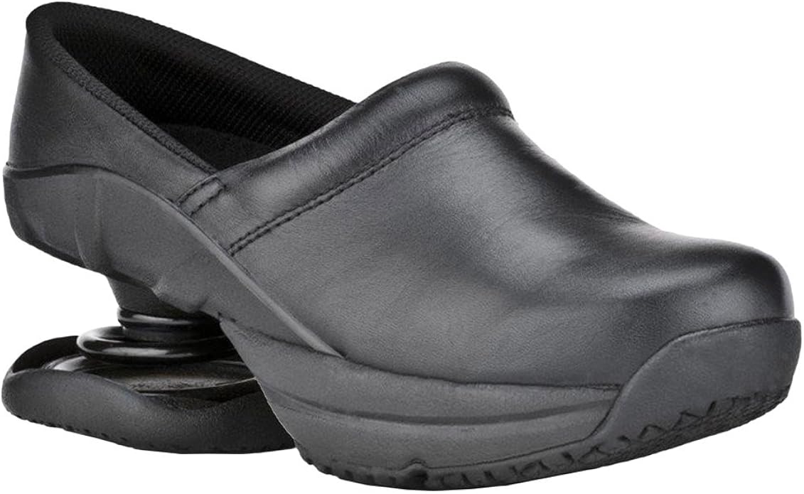 black leather clogs womens