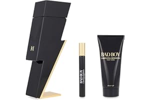 Carolina Herrera Bad Boy 3-Piece Set for Men, (3.4 Oz Eau De Toilette Spray + 3.4 Oz Shower Gel + 0.33 Oz Travel Spray)