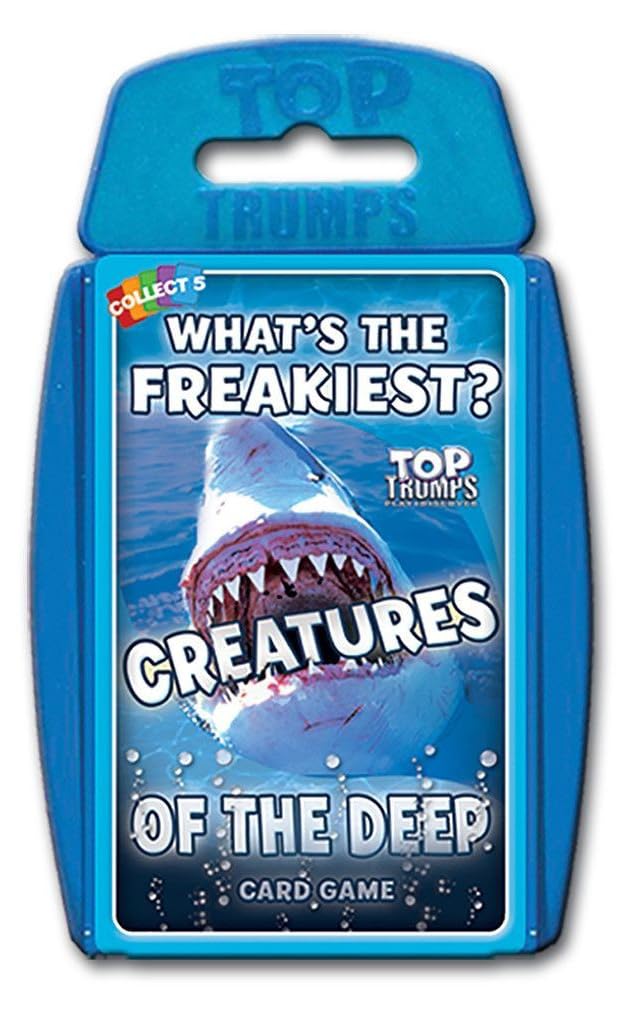 Top Trumps Creatures of the Deep Classic Card Game, learn about the blue blubber jellyfish, octopus and penguins in this educational packed game, gift for ages 6 plus