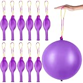 12 Pcs Purple Punch Balloons | with Rubber Band Handle for Easy Grip - Ideal for Kids&rsquo; Birthday Party Favors, Classroom &amp; Outdoor Play(Purple)
