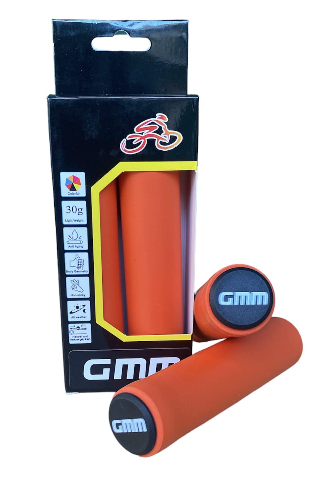 Bicycle Grips, Grips, Grips for Bicycle Handlebars, Silicone Grips, Accessories, Components and Parts for Bicycle. (Orange)