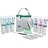 Gena 7-Piece At Home Pedicure Kit Foot Spa &amp; Care Set, Scrub &amp; Pumice Stone | Includes Foot Scrub &amp; Pumice Stone, Pedi Spray, Soak, Gel, Softener Lotions &amp; Cream, Fits in Tote Bag, Pedicure Set