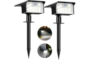 Nipify Solar Spot Lights Outdoor Motion Sensor, [2 Pack/62 LED]3 Modes Solar Landscape Spotlights Outdoor Waterproof, 2-in-1 Solar Lights Outdoor Pathway Lights for Yard Garden Wall Patio, Cool White