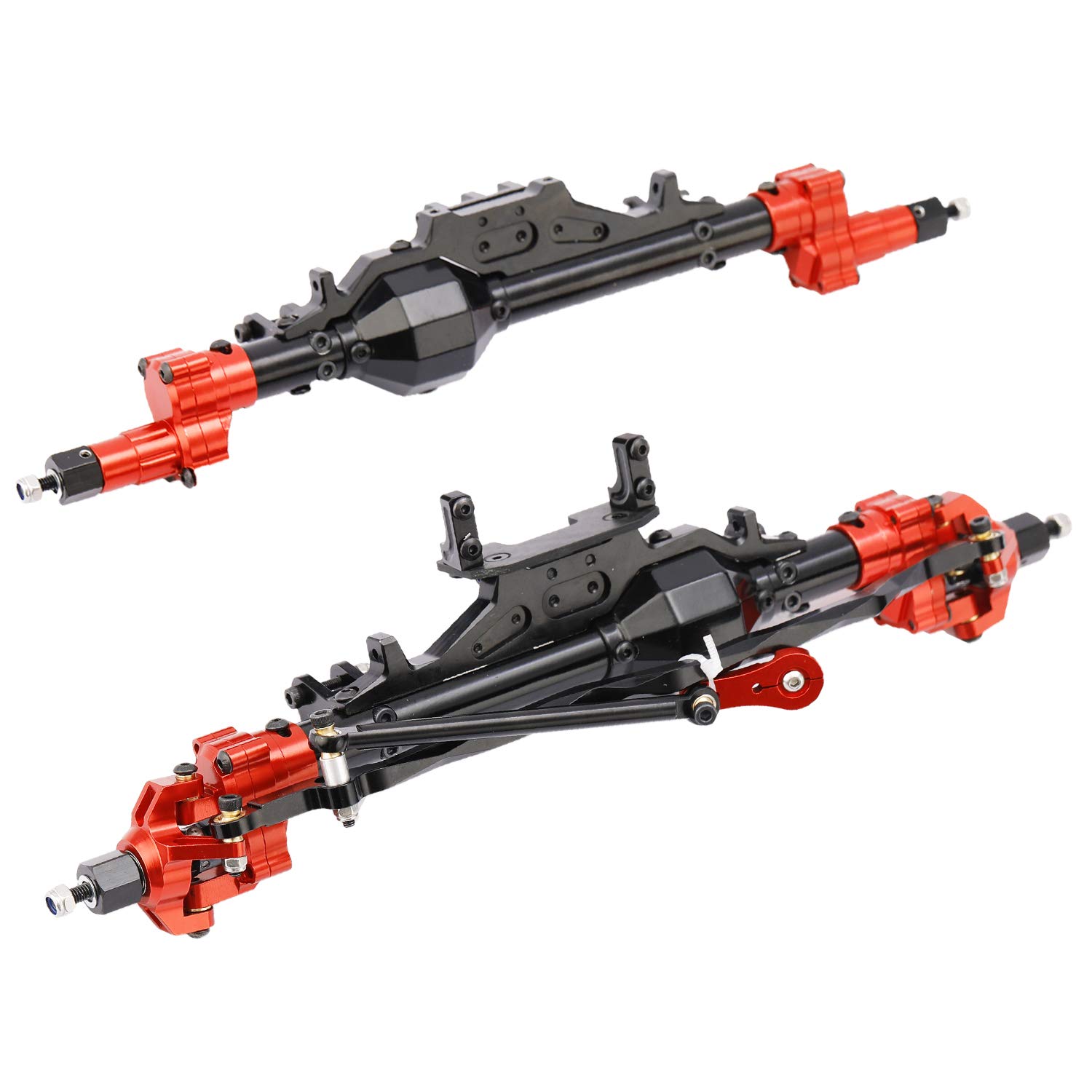 RZXYL Latest Model Aluminum Portal Front and Rear Axle for 1/10 Axial Wraith 90018 90048 90053 90018 90020 90045 90056 RR10 RC Model Crawler Car (Schwarz Rot)